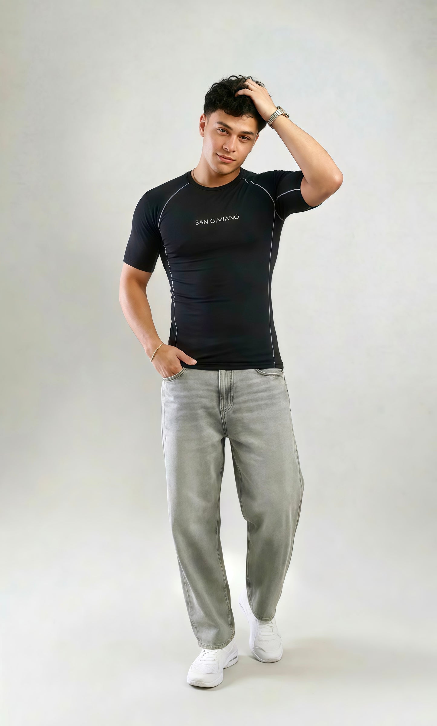 San Gimiano AeroSkin Black Compression T-Shirt